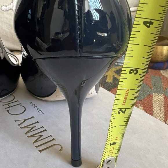 Jimmy Choo MEI Navy Patent Leather Almond Toe Pump Heels - Picture 12 of 15